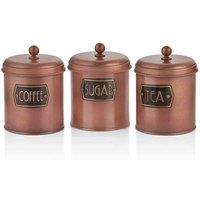 Rozi Copper Coffee, Tea, And Sugar Canister Set - 17 cm, Brown