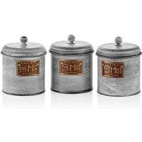 Rozi Stone Collection Coffee Tea And Sugar Canister Set - 17 Cm, Grey