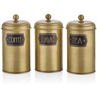 Rozi 22cm Coffee, Tea, And Sugar Canister Set - Gold, Gold