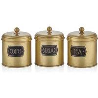 Rozi Coffee, Tea, and Sugar Canister Set - Gold, Gold