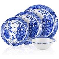 Rozi Chinois Collection 24-piece Porcelain Dinner Set, Blue