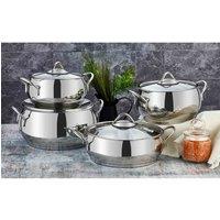 Rozi Sevval Collection 8-piece Stainless Steel Cookware Set, Silver