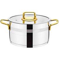 Rozi Safir Collection 8pc S/Steel Cookware Set Gold Handles, Silver