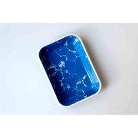 Rozi Bubble Collection Enamel Rectangular Large Roasting And Serving Dish, Blue