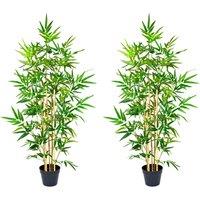 Greenbrokers Artificial Bamboo Trees 140Cm 4Ft set Of 2 , Green