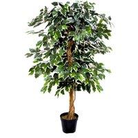 Greenbrokers Artificial Variegated Ficus Tree Potted Plant 140Cm 4Ft, Green