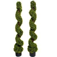 Greenbrokers 2x Artificial Spiral Boxwood Topiary Tree 150cm, Green