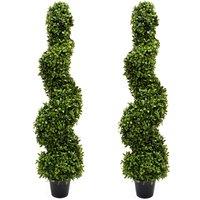 Greenbrokers Artificial Spiral Boxwood Premium Topiary Tree 96Cm 3Ft set Of 2 , Green