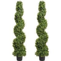 Greenbrokers Artificial Spiral Boxwood Premium Topiary Tree 120Cm 4Ft set Of 2 , Green