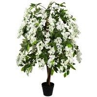 Greenbrokers Artificial White Wisteria Tree Potted Plant 130Cm 4Ft, White
