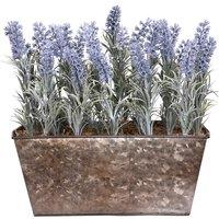 Greenbrokers Artificial Lavender Tin Rustic Planter Wimdow Box 30Cm 12In, Purple
