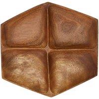 Interiors By Ph Wooden Large Four Section Serving Dish, Brown