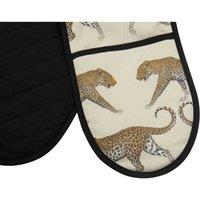 Interiors By Ph Leopard Double Oven Glove, Cream