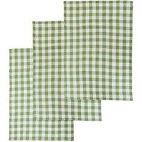 Interiors By Ph Set Of Three Green And White Tea Towels, White