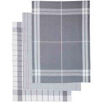 Interiors By Ph Set Of Three Tea Towels - Grey And White, White