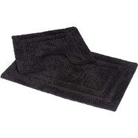 Showerdrape Pinnacle 2 Piece Cotton Bath Mat Set - Charcoal, Grey