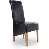 2 x Krista Roll Back Bonded Leather Black Dining Chairs, Black