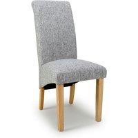 2 x Shankar Karta Scroll Back Flax Effect Grey Weave Dining Chairs