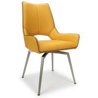 2 x Mako Swivel Leather Effect Yellow Dining Chairs, Yellow