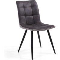 2 x Rodeo Suede Effect Dark Grey Dining Chairs, Grey