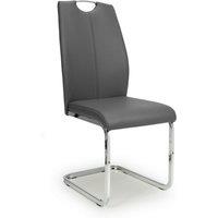 4 x Toledo Leather Effect Grey Dining Chairs, Grey