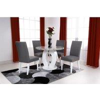 Shankar Neptune Round Dining Table & 4 Randall Steel Grey Dining Chairs Set