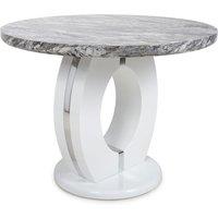 Shankar Neptune Round Marble Effect Grey White Dining Table, Grey