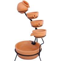 Monster Shop Terracotta 4 Tier Spilling Bowls Water Feature, Red
