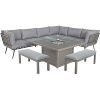Royalcraft Mayfair 8 Seat Sofa Set w/ 120cm Firepit Table, Grey
