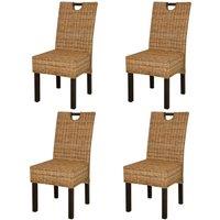Vidaxl Dining Chair 4 Pcs Kubu Rattan Mango Wood, Brown