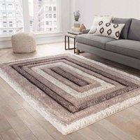 Serdim Rugs California Bordered Shaggy Rug 60 X 220cm Bronze, Brown