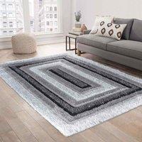 Serdim Rugs California Bordered Shaggy Rug 120 X 170cm Grey, Grey