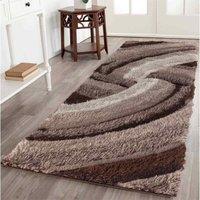 Serdim Rugs California Swirl Shaggy Rugs 120 X 170cm Bronze, Brown