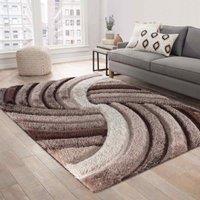 Serdim Rugs California Swirl Shaggy Rugs 200 X 290cm Bronze, Brown