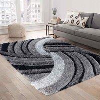 Serdim Rugs California Swirl Shaggy Rugs 60 X 220cm Grey, Grey