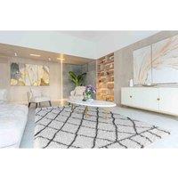 Serdim Rugs Moroccan Diamond Shaggy Rugs 160 X 230Cm Dark Cream, Cream