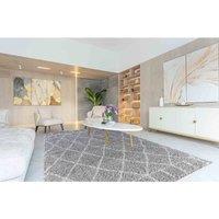 Serdim Rugs Moroccan Diamond Shaggy Rugs 80 X 150Cm Grey, Grey