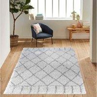 Serdim Rugs Moroccan Diamond Shaggy Rugs 160 X 230Cm Light Cream, Cream