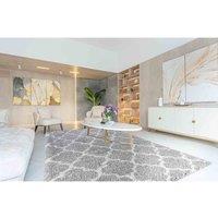 Serdim Rugs Moroccan Trellis Shaggy Rugs 80 X 150Cm Grey, Grey