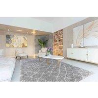 Serdim Rugs Moroccan Abstract Shaggy Rugs 80 X 150Cm Grey, Grey