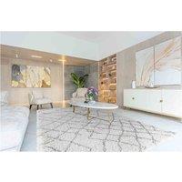 Serdim Rugs Moroccan Abstract Shaggy Rugs 80 X 150Cm Light Cream, Cream