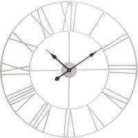 Interiors by PH Large Silver Metal Roman Numeral Wall Clock, Silver