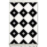 Rozi Blanc And Noir Kilim Rug Double-Sided Black And White 150 x 100cm, White