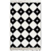 Rozi Blanc And Noir Kilim Rug Double-Sided Black And White 180 x 120cm, White