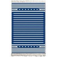 Rozi Bleu And Blanc Kilim Rug Double-Sided Blue And White 180 x 120cm, Blue