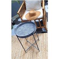Rozi Stone Collection Round Side Table, Grey