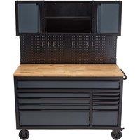 Draper Bunker Roller Workstation With Workbench 10 Drawer 56inch Grey, Grey