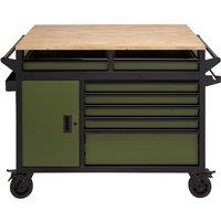 Draper Bunker Multi-functional Workbench Roller Tool Cabinet 14 Drawer 48inch Green, Green