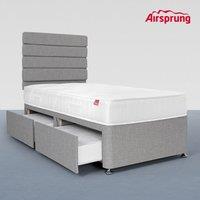 Airsprung Single Ultra Firm Mattress With 2 Drawer Silver Divan, Silver