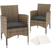 Tectake 2 Garden Chairs Rattan And 4 Seat Covers - Cream, Cream